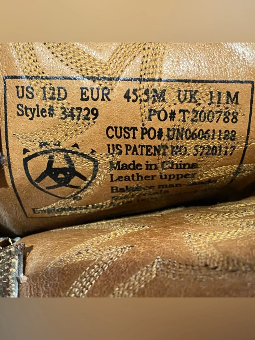 Ariat Tan Leather‎ Western Boots men size 12D cowboy western Distressed Brown